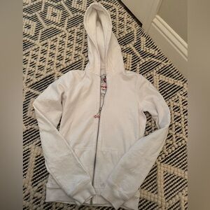 TWISTED HEART White Hoodie with rhinestone cherry detail